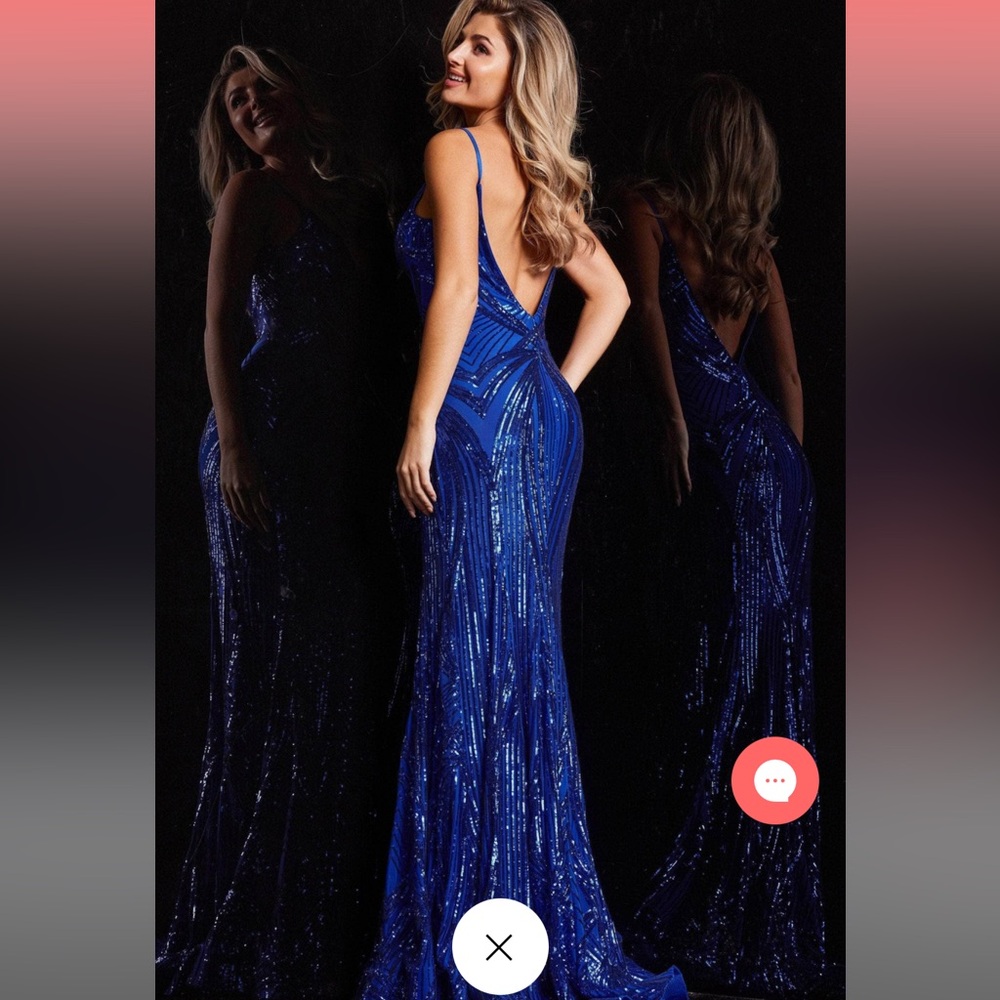 Jovani- Sequined Scoop Back Prom Dress